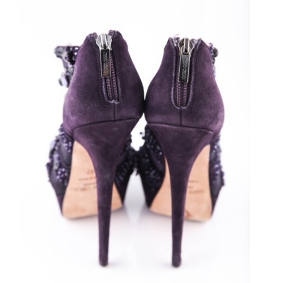 Jimmy Choo Crystal Purple Suede mesh heels - Picture 3 of 16
